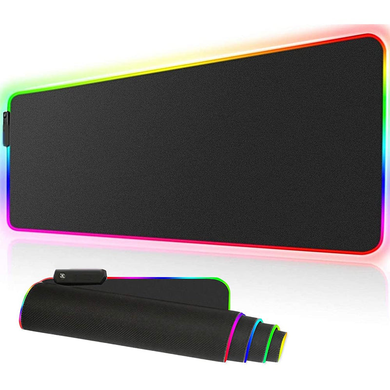 [Australia - AusPower] - Aimetech Soft LED Gaming Mouse Pad Large, Oversized Glowing Led Light Extended Keyboard Mat for Computer Games with Non-Slip Rubber Base (31.5 11.8in) (80x30 rgblack) 80x30 rgblack 
