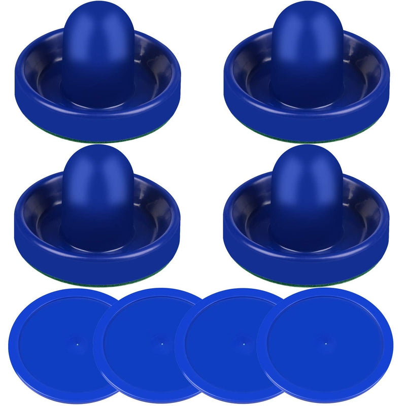 [Australia - AusPower] - ONE250 Air Hockey Pushers and Red Air Hockey Pucks, Goal Handles Paddles Replacement Accessories for Game Tables (4 Striker, 4 Puck Pack) 