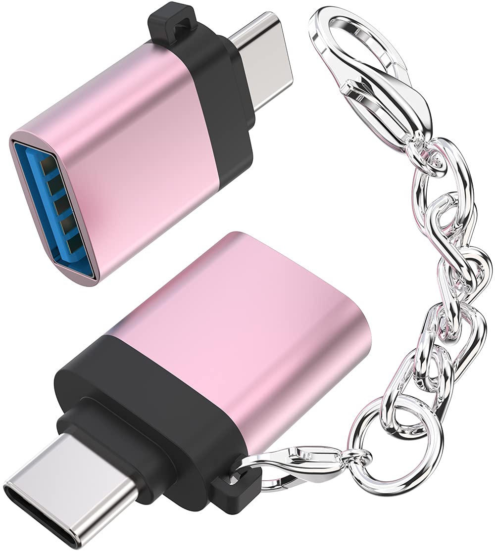 [Australia - AusPower] - USB C (Male) to USB A (Female) Adapter [2-Pack], Thunderbolt 3 to USB 3.0 OTG Adapter Compatible with MacBook Pro Air, Chromebook, Pixelbook, Microsoft Surface Book, Galaxy S21 S20 S10, (Pink) Pink 