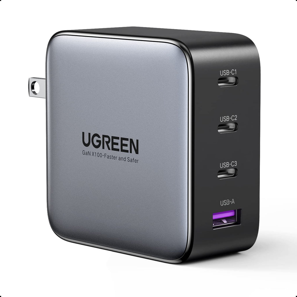 [Australia - AusPower] - UGREEN 100W USB C Wall Charger - 4 Port GaN PD Fast Charger USB-C Power Adapter Compatible with MacBook Pro/Air, Dell XPS, iPad Mini/Pro, iPhone 13/13 Pro Max/iPhone 12, Galaxy S22 Ultra/S21, Pixel 