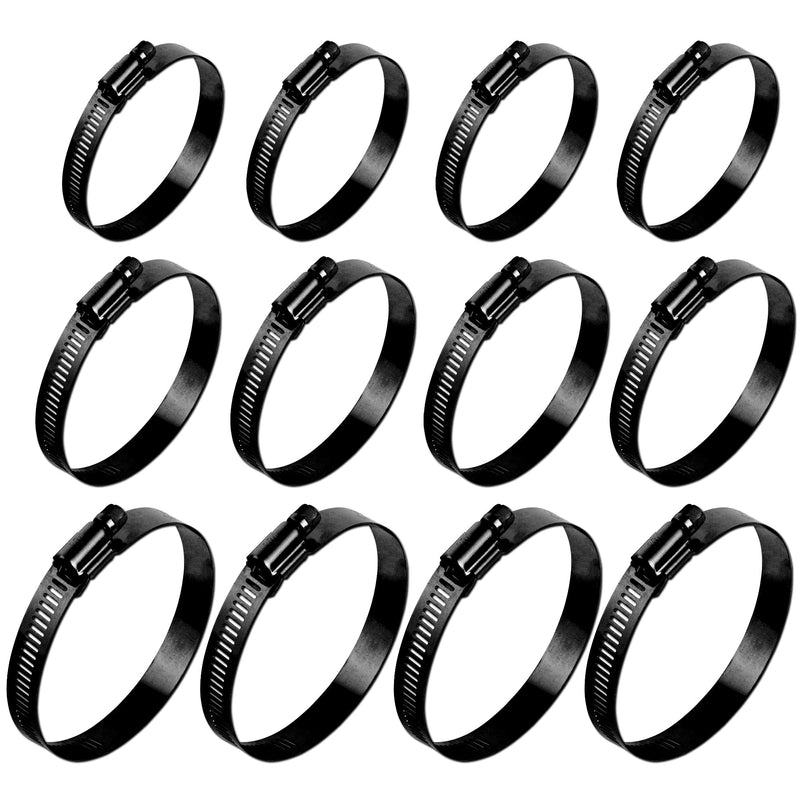 [Australia - AusPower] - ISPINNER 12pcs 304 Stainless Steel Adjustable 27-102mm Range Worm Gear Hose Clamps Assortment Kit 2 Inch, 3 Inch, 4 Inch (Black) Black 