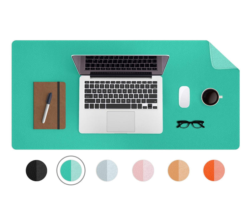 [Australia - AusPower] - Leather Desk Pad & Blotter, Nonslip PU Suede Base, Large Writing, Full Desk Coverage Mouse & Gaming Pad, Table Protector, Office Accessory, Water-Resistant and Multifunctional (Turquoise) 