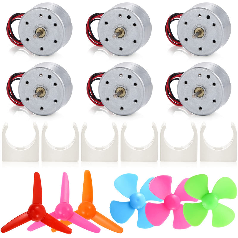 [Australia - AusPower] - Sntieecr 6 Set Mini Generator Motors 3V-12V DC Motor, Wind Turbine Generator with Mini Fan Leaf and Plastic Motor Holder for DIY Educational Physics Experiment 