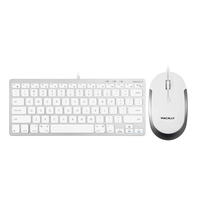 [Australia - AusPower] - Macally Mini Wired Keyboard and a Quiet Wired Mouse, Office Essentials 