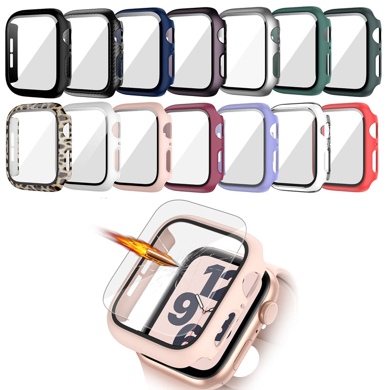 [Australia - AusPower] - 14 Pack Apple Watch Case with Tempered Glass Screen Protector for Apple Watch 40mm Series 6/5/4/SE,JZK Full Coverage Hard PC Protective Cover HD Ultra-Thin Guard Bumper for iWatch 40mm Accessories 