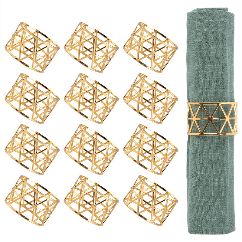 [Australia - AusPower] - 12PCS – Gold Napkin Rings, Napkin Rings Set of 12, Gold Napkin Holder for Dining, Anniversary, Birthday, Christmas, Candlelight Dinner, Holiday, Party of Table Setting, Table Decoration 