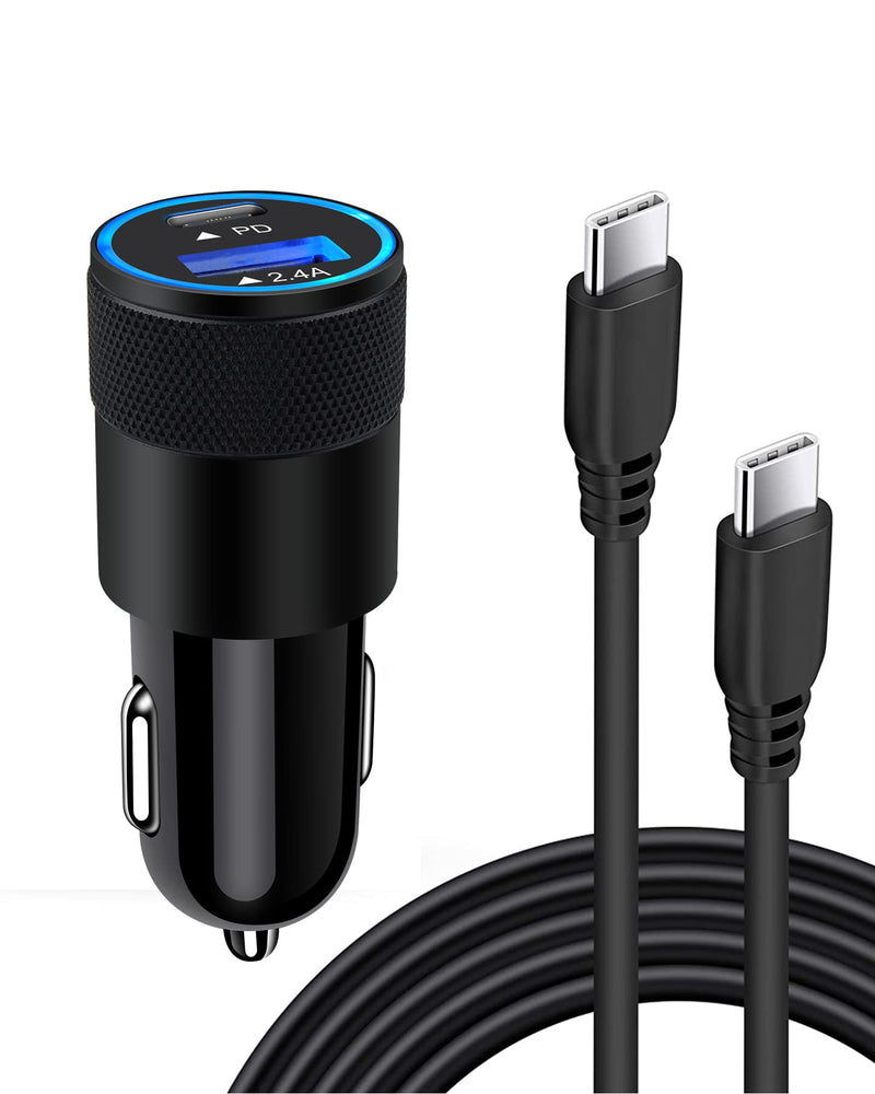 [Australia - AusPower] - USB C Chargers, 30W Type-C PD Car USB with C to C Cable for Samsung S21 Ultra Plus S20 S10, Note 20 10 9, A71 A12 A32 A50 A51 Z Flip3 Fold3, Dual Cigarette Lighter Adapter + 6FT USBC Cord Fast Charge 
