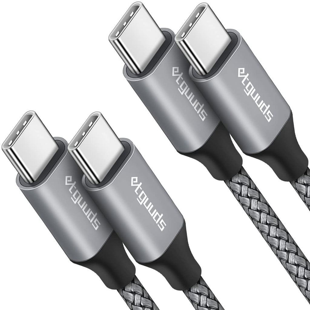 [Australia - AusPower] - USB C to USB C Cable [3ft, 2-Pack], etguuds 60W/3A Fast Charging USB Type C Charger Cord Compatible with Samsung Galaxy S22/S22+, S21/S21+ Ultra 5G, S20/S20+ Ultra 5G, Note 20/10, Pixel, Switch & More 3FT,3FT Gray 