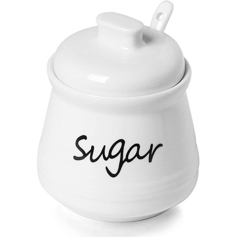 [Australia - AusPower] - ONTUBE Ceramic Sugar Bowl with Lid and Spoon 12oz (White) White 