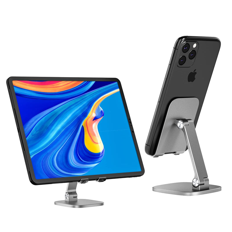 [Australia - AusPower] - Cell Phone Stand, Adjustable Tilt Height Desk Phone Stand, Aluminum Phone Holder Stand with Sturdy & Durable for iPhone 12, All Smart Phone (with case on) Gray 