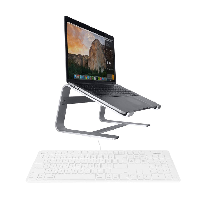 [Australia - AusPower] - Macally Slim Wired Keyboard and an Ergonomic Laptop Stand, Relieve Pressure Off Your Body 