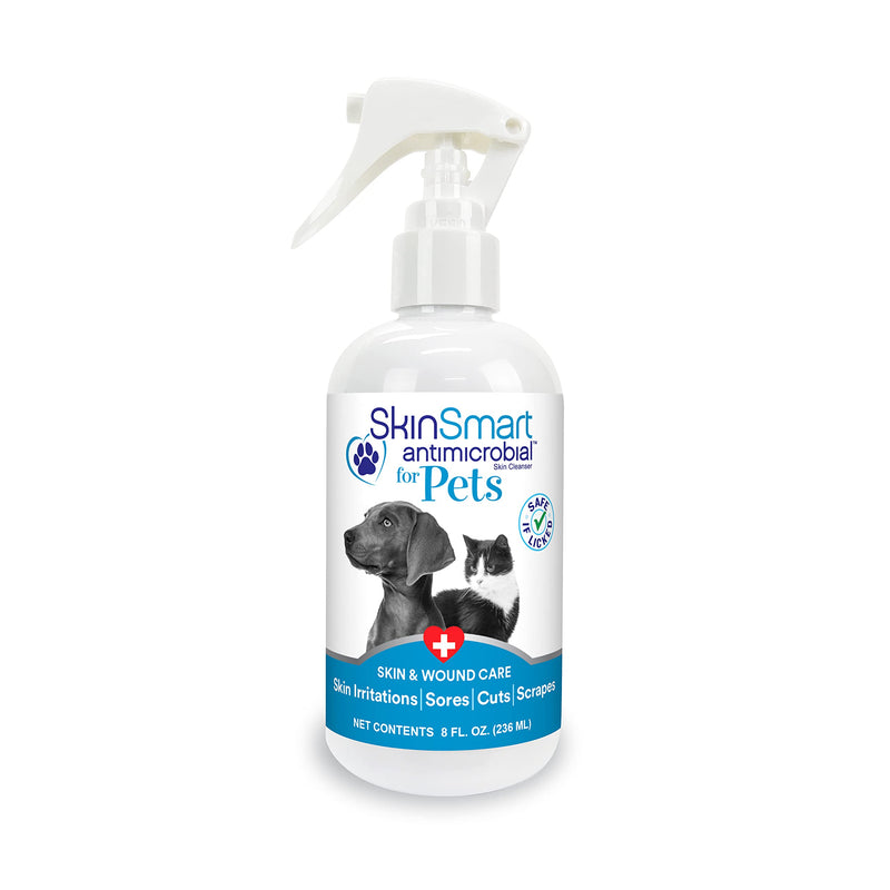 [Australia - AusPower] - SkinSmart Antimicrobial Skin and Wound Care for Pets, Removes Bacteria to Promote Healing and Relieves Itch, 8 Ounce Spray Bottle 