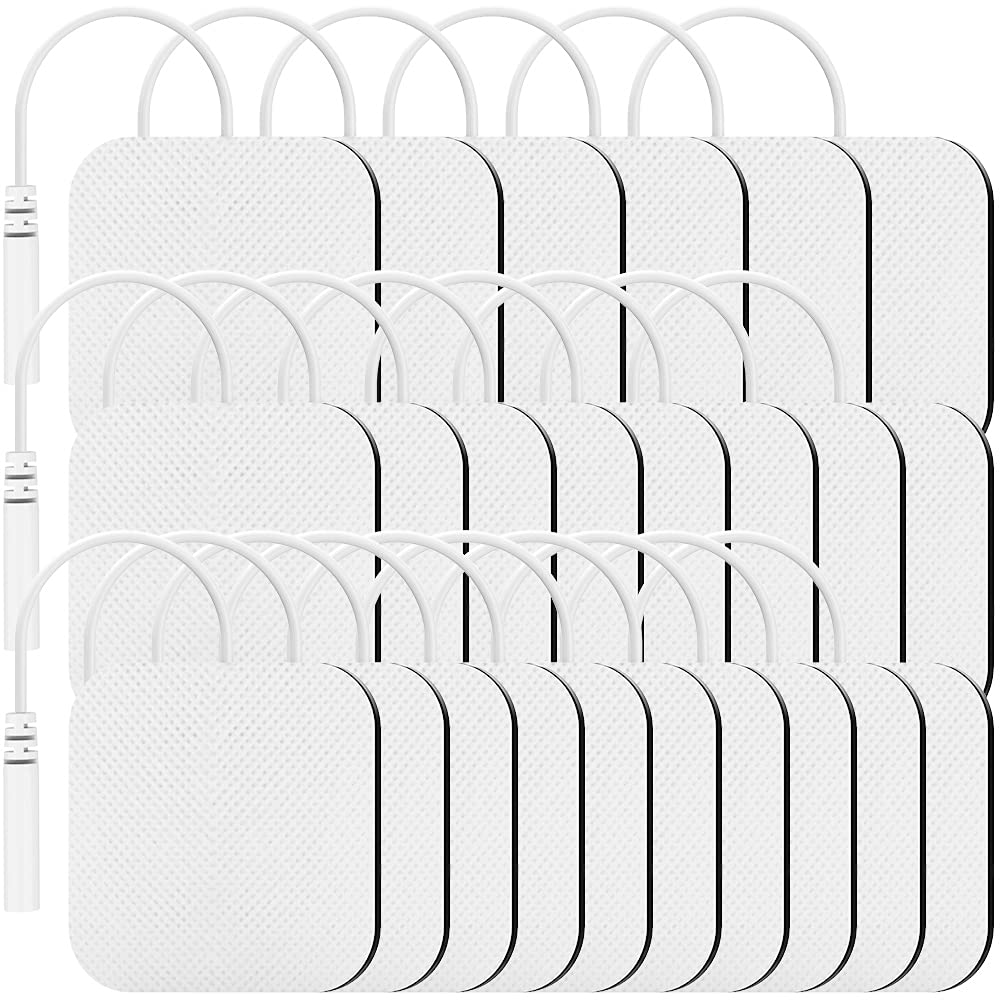 [Australia - AusPower] - TENS Unit Replacement Pads, 24 2x2" Non Irritating Premium Reusable Electrode Pads, TENKER 3rd Gen Latex-Free Self-Adhesive Electrotherapy Patches for Electrical Stimulation, Stim Pads Design 