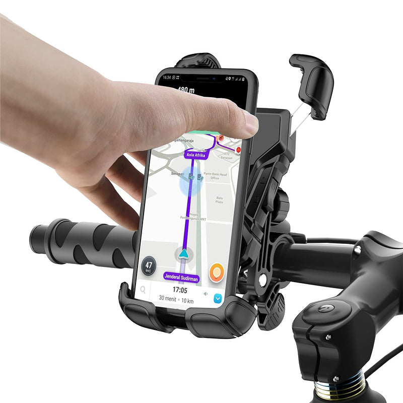 [Australia - AusPower] - Phone Mount Holder for Bike & Motorcycle - Tryone Mountain Bicycle Universal Handlebar Cell Phones Device Mounts Compatible with iPhone 12 Pro Max X 8 Plus | Samsung S21 or Other 4.7-6.8inch Cellphone 