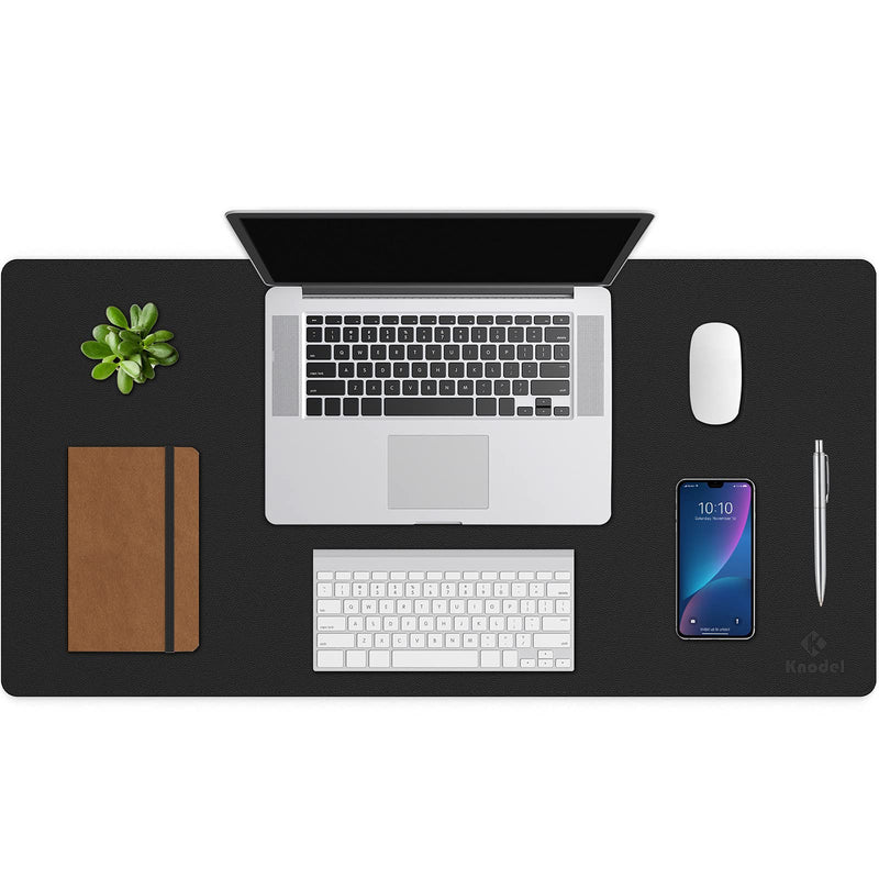[Australia - AusPower] - Knodel Non-Slip Desk Mat, Mouse Pad, Waterproof Desk Pad for Desktop, Leather Desk Pad for Keyboard and Mouse, Desk Pad Protector, Desk Writing Pad for Office and Home (31.5"x15.7", Black) 31.5"x15,7" 