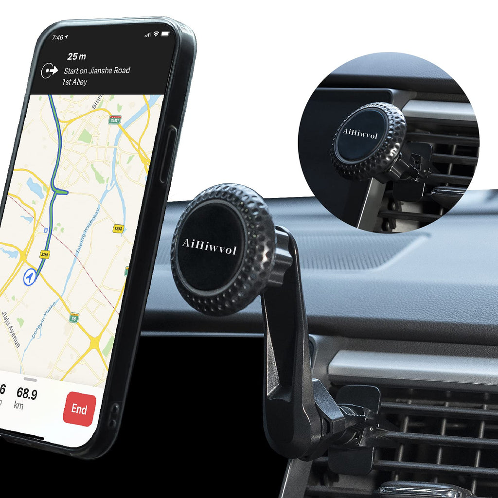 [Australia - AusPower] - AiHiwvol Car Phone Holder Mount Upgraded Magnetic Cell Phone Holder for Car with Long Arm Universal Car Air Vent Phone Stand for iPhone 12 11 SE XS XR Samsung Compatible with 3.5-7 inch Smartphones 