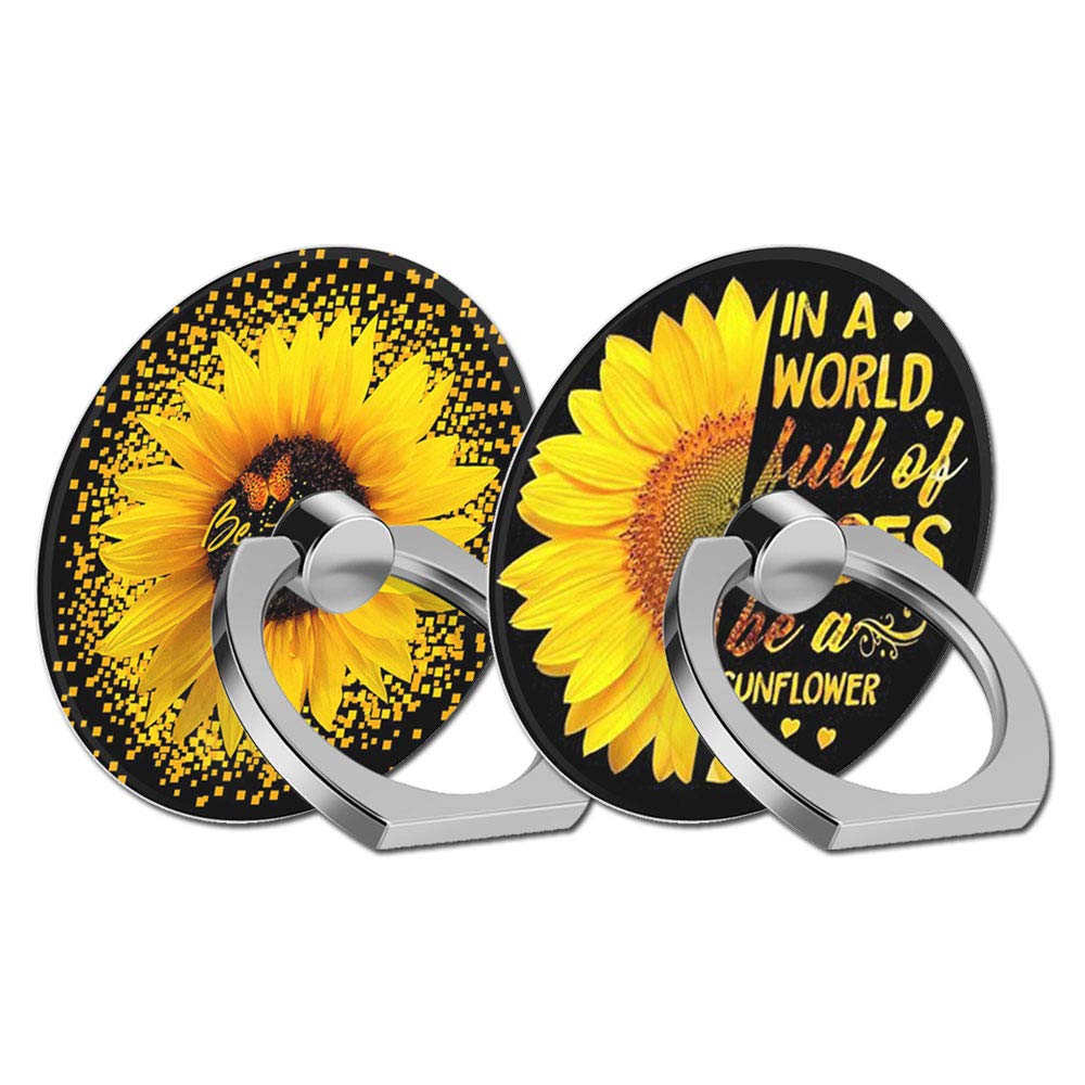 [Australia - AusPower] - 2 PCS Finger Ring Stand,Butterfly Sunflower Exquisite Pattern Universal Mobile Phone Ring Bracket,Compatible with iPhone XR/Xs Max/11/12 Etc,Smartphones and Tablets 