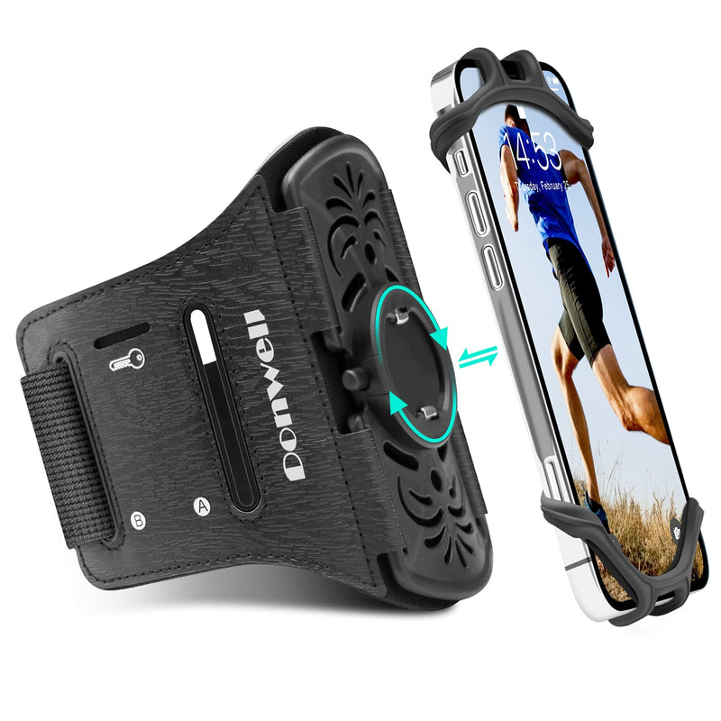 [Australia - AusPower] - DONWELL Running Phone Holder, 360° Rotatable Phone Holder for Running and Detachable Design, Running Armband for iPhone 13/ Pro/ Pro Max and All 4-6.7inch Smartphones for Biking Hiking Running Walking 1 
