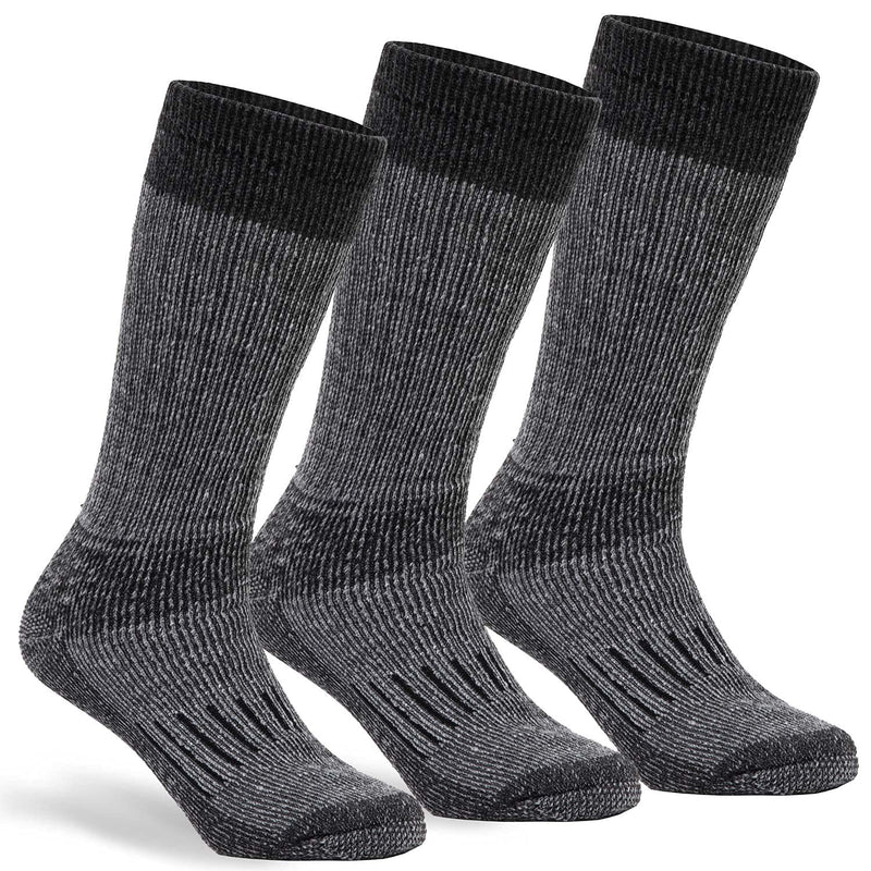 [Australia - AusPower] - Warm Thermal Wool Socks for Winter Moisture Wicking and Breathable Cozy Boot Socks 3 Pairs Charcoal M-l (Women 11-13 / Men 9.5-12) 