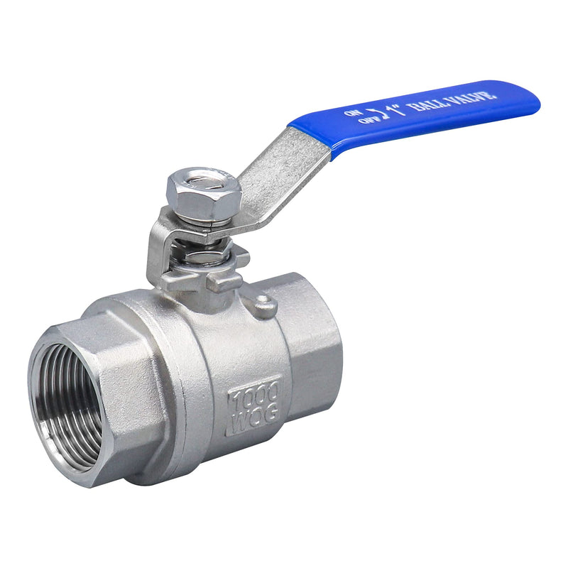 [Australia - AusPower] - 1 Inch Ball Valve, Premium 304 Stainless Steel Full Port Forged NPT Ball Valve for Water Oil and Gas with Long Handle Shut Off Switch, 1000 WOG ( 1 Piece, FNPT to FNPT ) 