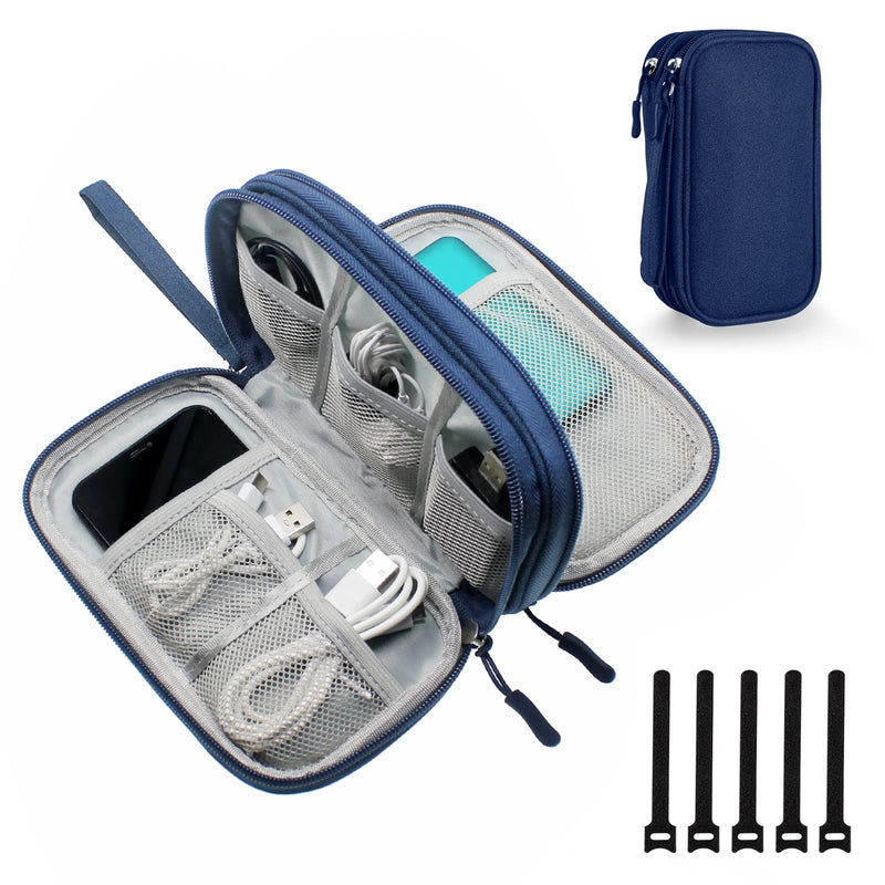 [Australia - AusPower] - DDgro Electronics Travel Organizer, Accessories Pouch Bag for Keeping Power Cord/Charger/Cables/Wireless Mouse/Kid’s Pens Organized (Small, Navy Blue) Small 