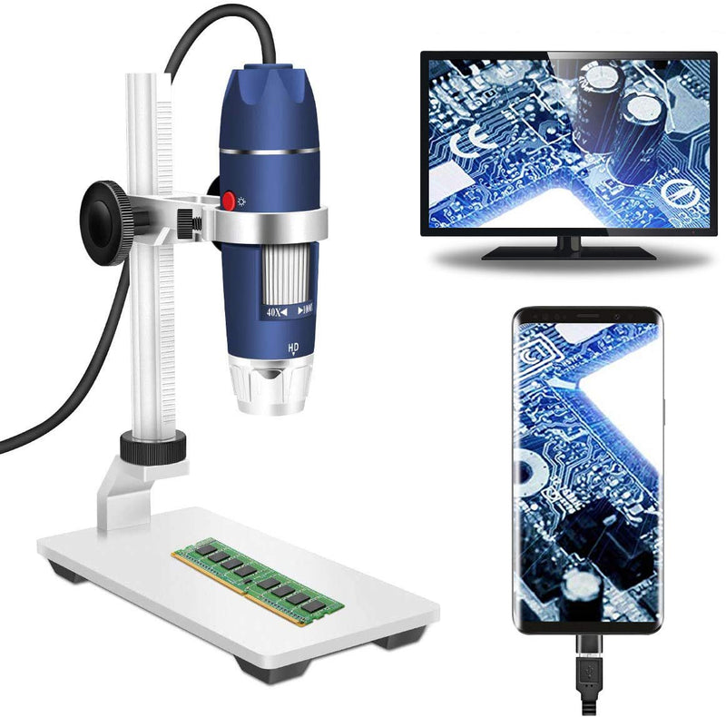 [Australia - AusPower] - Bysameyee HD 2MP USB Microscope, 40X to 1000X Magnification Digital Microscope Camera Inspection Endoscope with Upgraded Metal Stand, Compatible with Windows 7 8 10, Mac, Linux, OTG Android Phones 