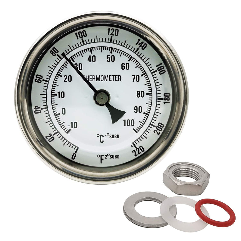 [Australia - AusPower] - Home Brewing Distilling Dial Thermometer for Brew Kettle Pot, 3.2" Dial, Stainless Steel - 4" Probe Stem 