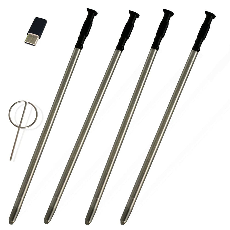 [Australia - AusPower] - 4 Pack Black Touch Pen Screen Stylus Pen Can be Detected Replacement for LG Stylo 4,Q Stylus,Q Stylus+,Q Stylus Plus,Stylus 4,Q Stylo 4,LG Q8 + Eject Pin+ Type-c Adapter 