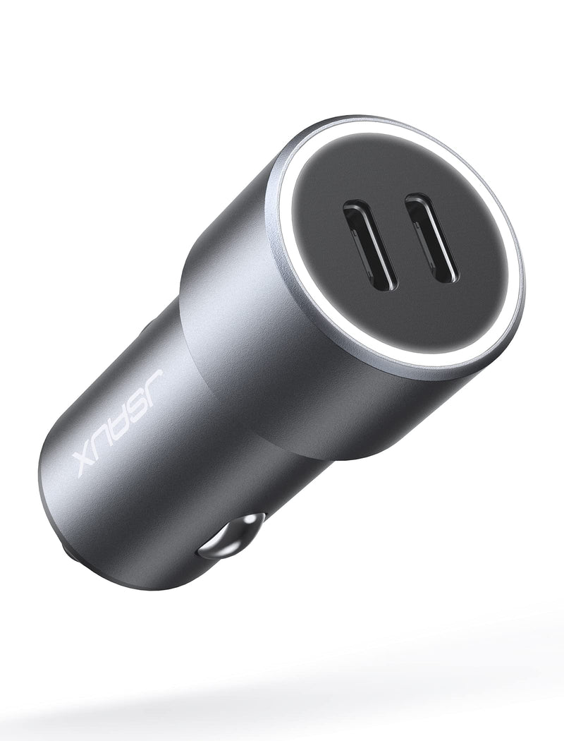 [Australia - AusPower] - USB C Car Charger 40W, JSAUX Dual USB Type C 20W Fast Charging Car Adapter PD 3.0 Cigarette Lighter Adapter Compatible with iPhone 13/12/12 Pro/12 Pro Max/11 Pro, Samsung Galaxy S22/S21/S20 Plus-Grey 