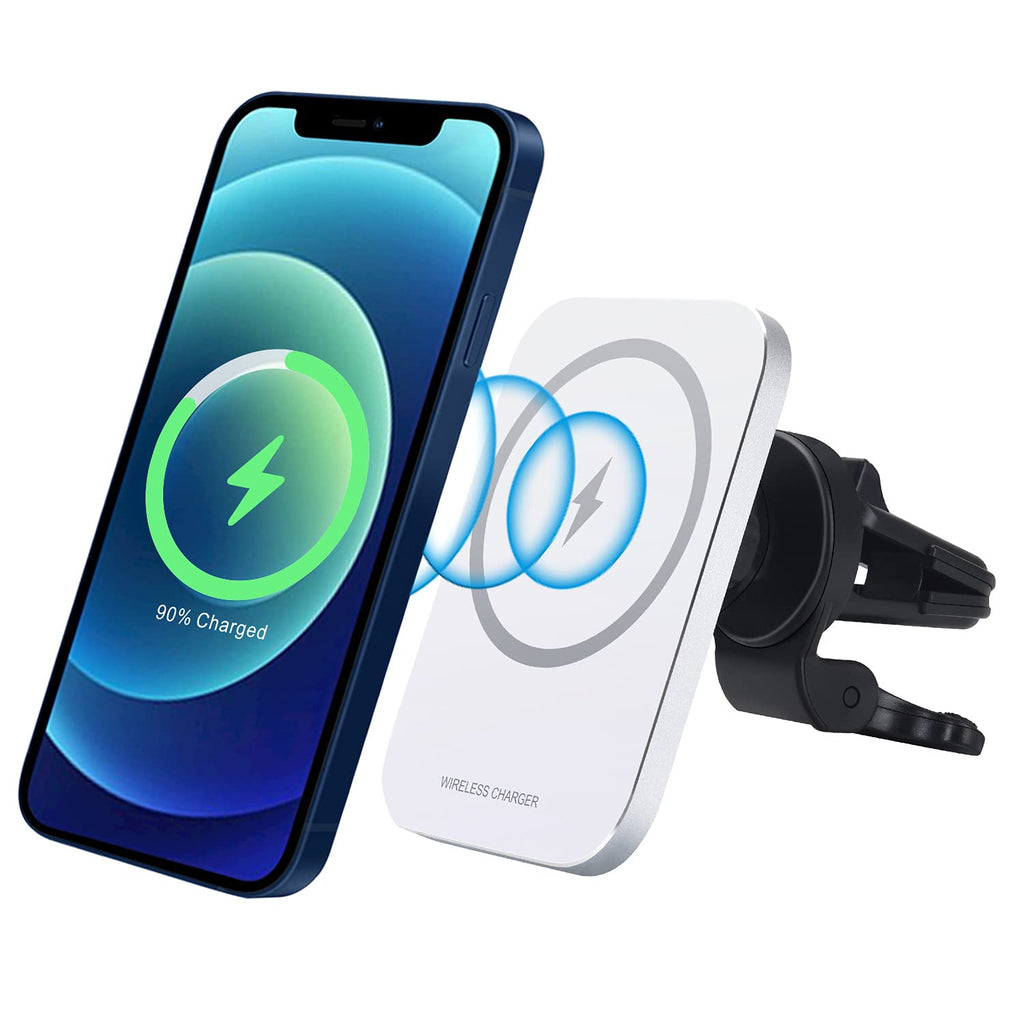 [Australia - AusPower] - Magnetic Wireless Car Charger Mount for iPhone 12/12 Pro/ 12 Mini/ 12 Pro Max, 15W Fast Charging Air Vent Car Holder, Magnet Phone Stand Compatible with MagSafe Case Accessories White 