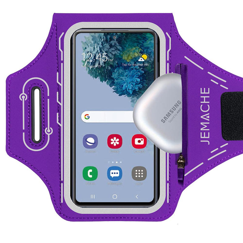 [Australia - AusPower] - JEMACHE Running Armband for Samsung Galaxy S22 Ultra, S21 FE, S20 FE, S22 Plus, S21 Plus, Note 20 Ultra 10 9, Gym Workouts Arm Band with Earbuds Holder (Purple) 6.9" Purple 