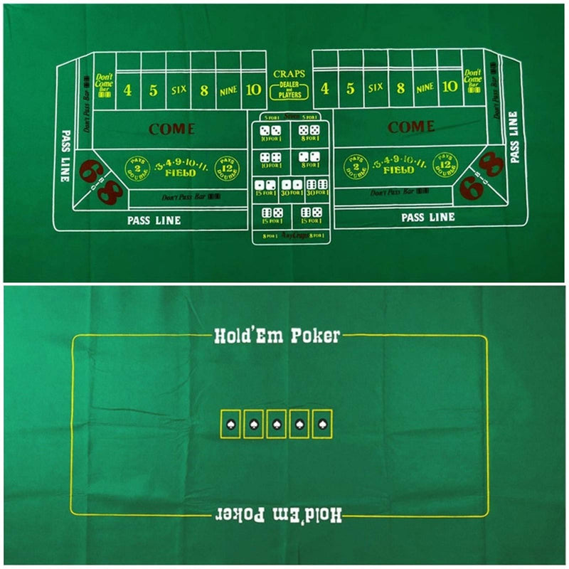 [Australia - AusPower] - Craps & Texas Hold'em Poker Layout 2-Sided Reversible Premium Felt 6ft x 3ft 
