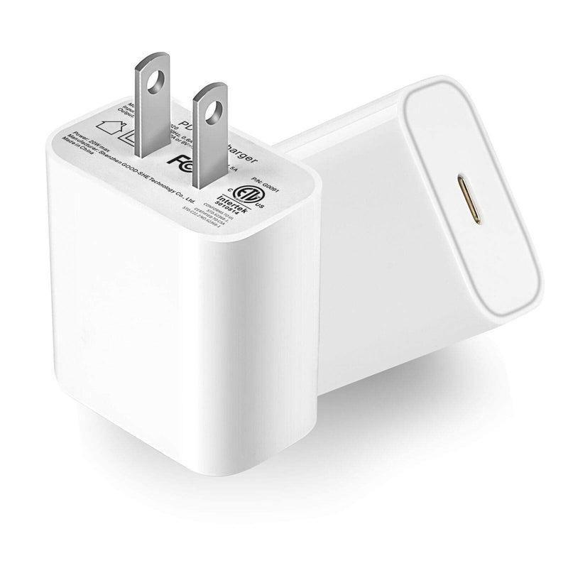 [Australia - AusPower] - 2 Pack 20W USB-C Power Adapter iPhone 12 Fast Wall Charger Block Cube Box PD Type C for iPhone 12 Mini/12 Pro Max/11/XS/XR/X/8, iPad Pro/Air, AirPod, Samsung 