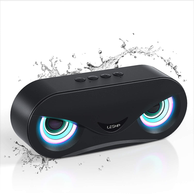 [Australia - AusPower] - Portable Bluetooth Speakers, LESHP Wireless Bluetooth Speaker, with Gradient Light, Bluetooth 5.0, 3D Stereo, IPX6 Waterproof, 15 Hours of Playback Time, Suitable for Home, Outdoor, Travel 