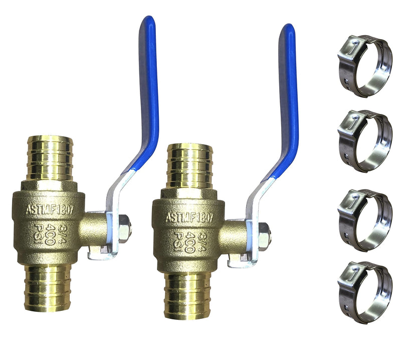[Australia - AusPower] - 3/4'' Lead Free Brass PEX Shut off Ball Valve,Full Port PEX Barb Ball Valve 3/4 Inch for Cold and Hot water,pack of 2 