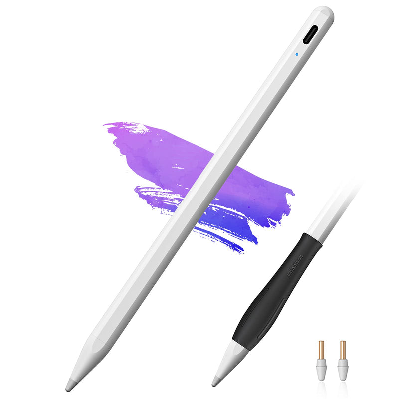 [Australia - AusPower] - CaseBot Stylus Pen for iPad (2018-2021) - Active Pencil with Palm Rejection, Compatible with iPad Pro (11/12.9"), iPad 9/8/7/6th Gen, iPad Air 3rd/4th Gen, iPad Mini 6/5th for Writing, Drawing, White 
