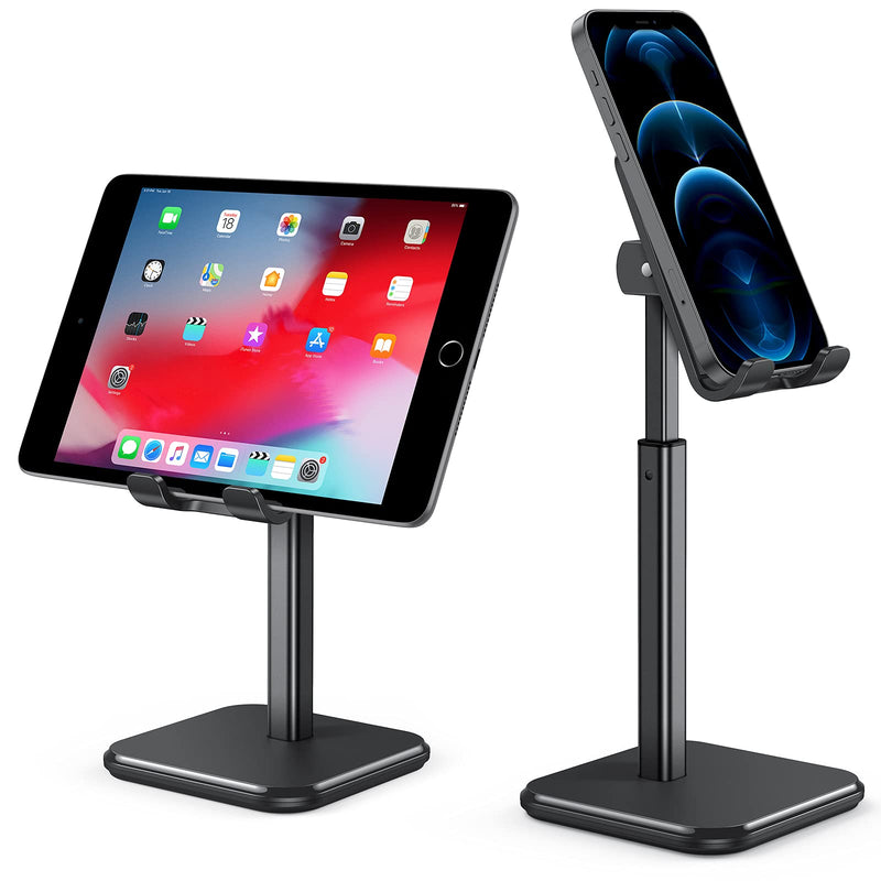 [Australia - AusPower] - apiker Cell Phone Stand, Anti-Slip Weighted Base, iPhone Stand Holder for Desk with Adjustable Height Angle, Compatible with iPhone 13 12 Pro Max/Mini/XS/XR, All 4-7.9 inch Devices, Black 