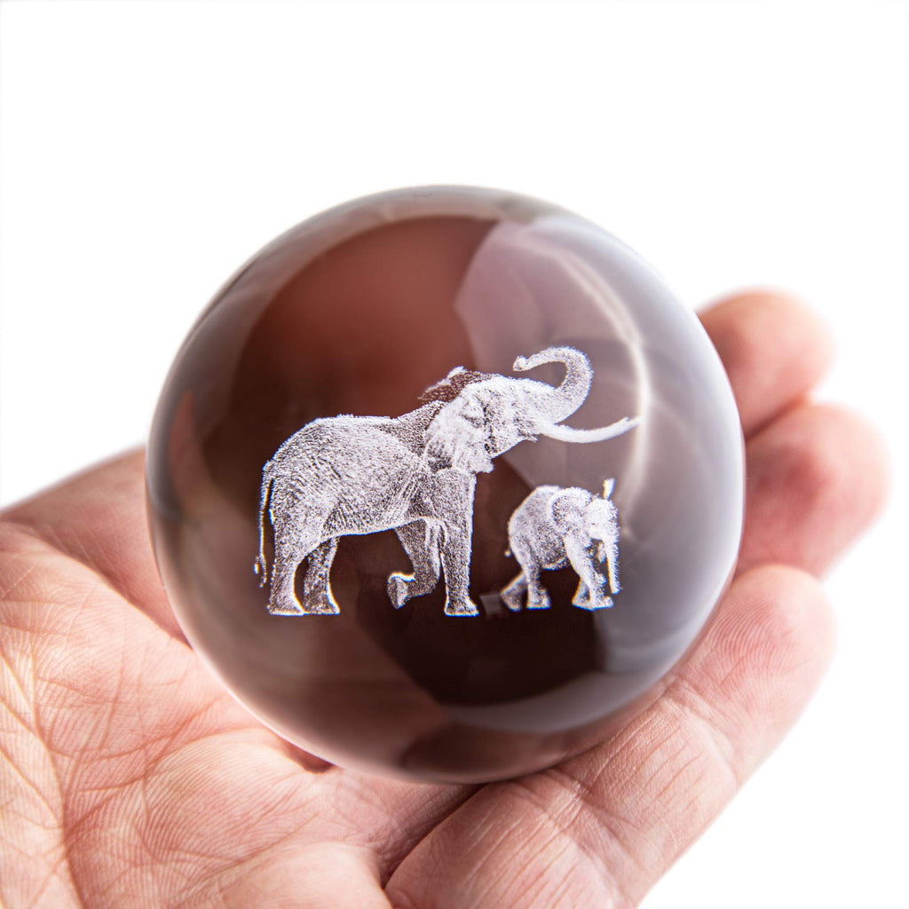 [Australia - AusPower] - 3D Laser Elephant Crystal 60mm Ball Crystal Paperweight Figurine Home Art Decor Crafts 