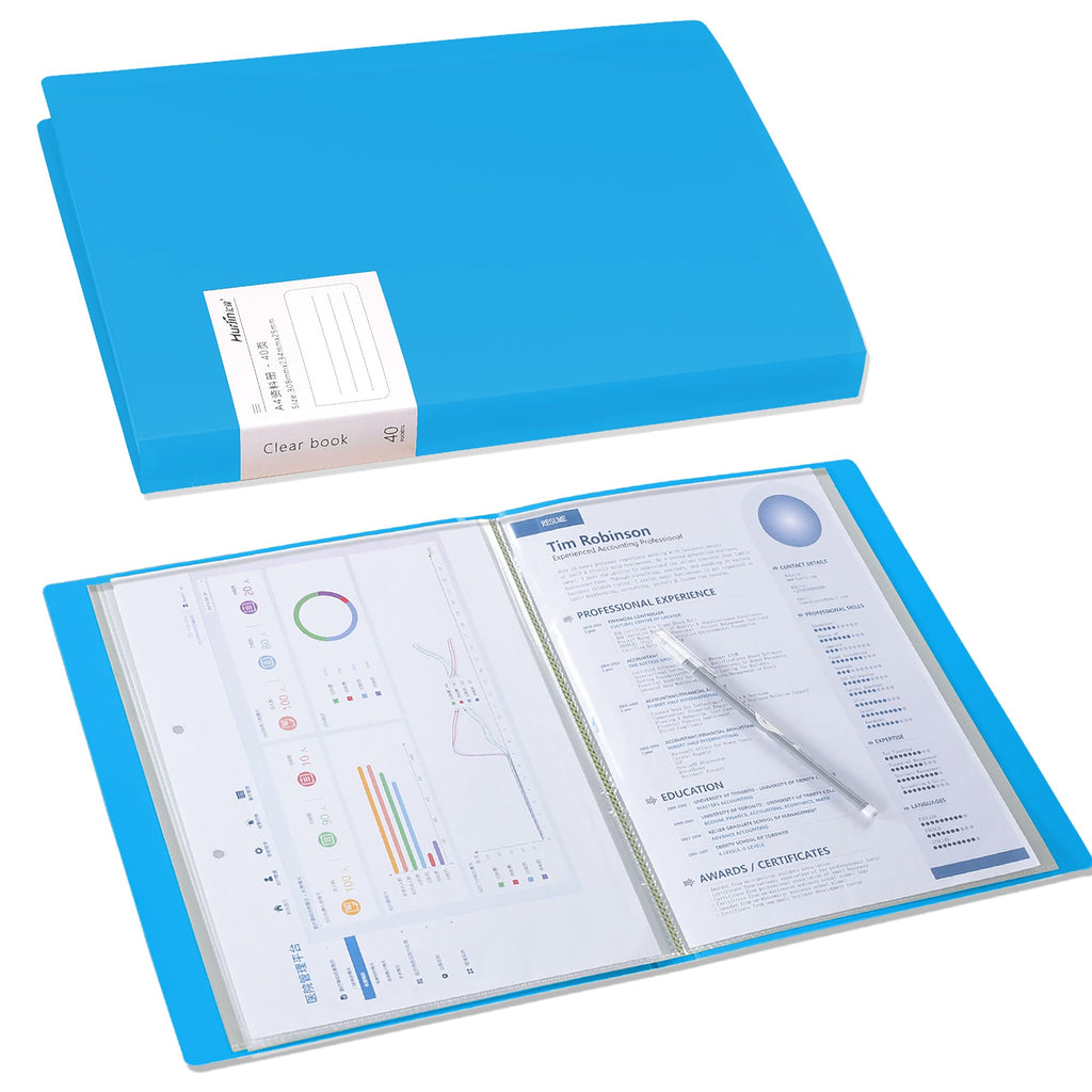 [Australia - AusPower] - File Folders with 60-Pocket Business A4 Sheet Presentation Interstitial Filing Folders Organizer, Multiple Pages File Organizer for Certificates, Awards, Test Papers, Documents, Report (Blue) Blue 