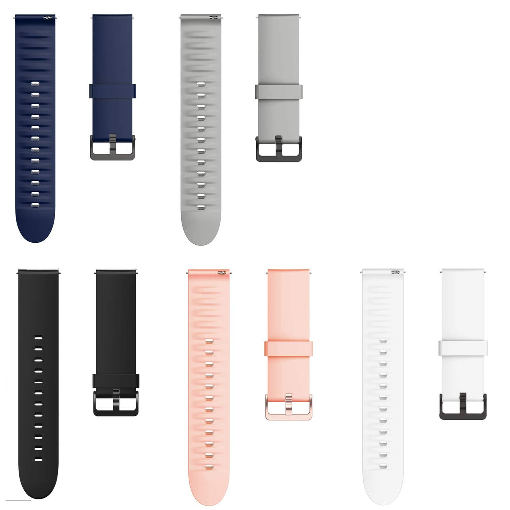 [Australia - AusPower] - ID206 Band, Youkei Silicone Replacement Soft Band Wristbands Straps with Stainless Steel Buckle for Compatible for LETSCOM ID206 1.69" Smartwatch/AGPTEK IP68 LW11 Smartwatch (5 Pack) 5 pack 