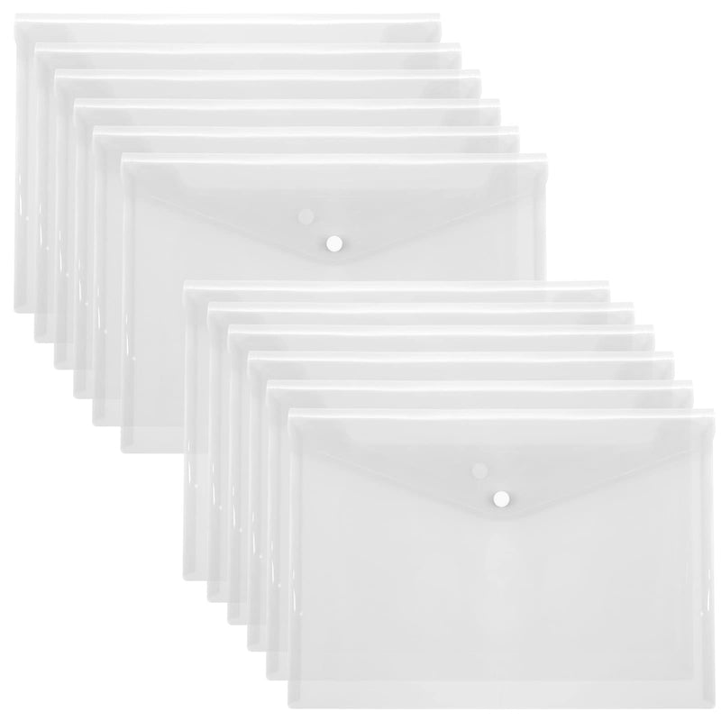 [Australia - AusPower] - Toplive File Folders,12 Packs Plastic Envelopes Clear A4 Letter Size Waterproof Poly Envelopes Folders with Snap Closure for Office School Supplie 