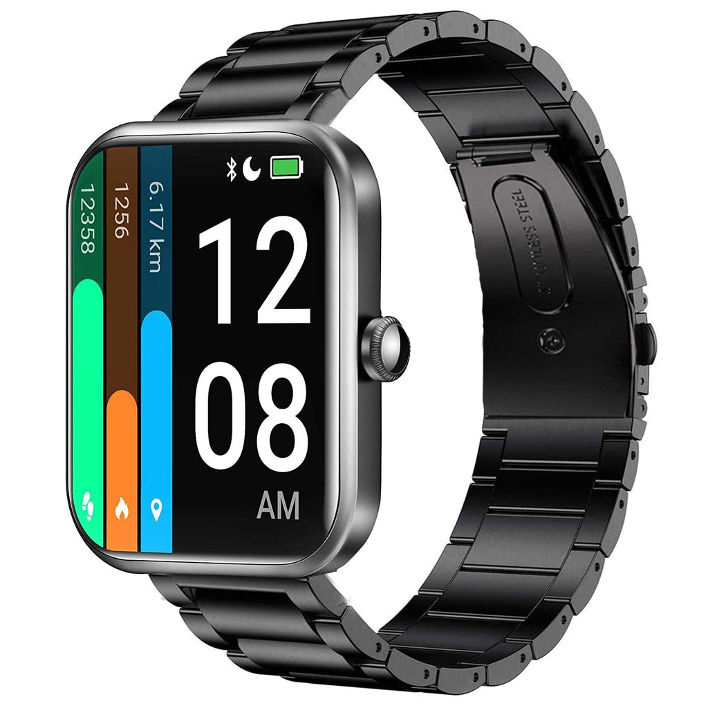 [Australia - AusPower] - ID206 Band, YOUkei Quick Release Stainless Steel Metal Replacement Straps Compatible with LETSCOM ID206 1.69" Smartwatch/AGPTEK IP68 LW11 Smartwatch (Black) Black 