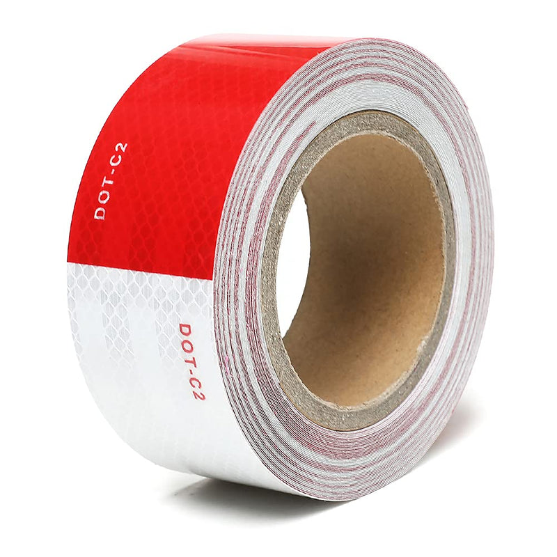 [Australia - AusPower] - Harciety Reflective Safety Tape Outdoor, DOT-C2 Reflector Tape 2in x 32ft Red/White Reflective Tape for Trailers Cars Trucks High Visibility Conspicuity Tape 2In-32Ft 