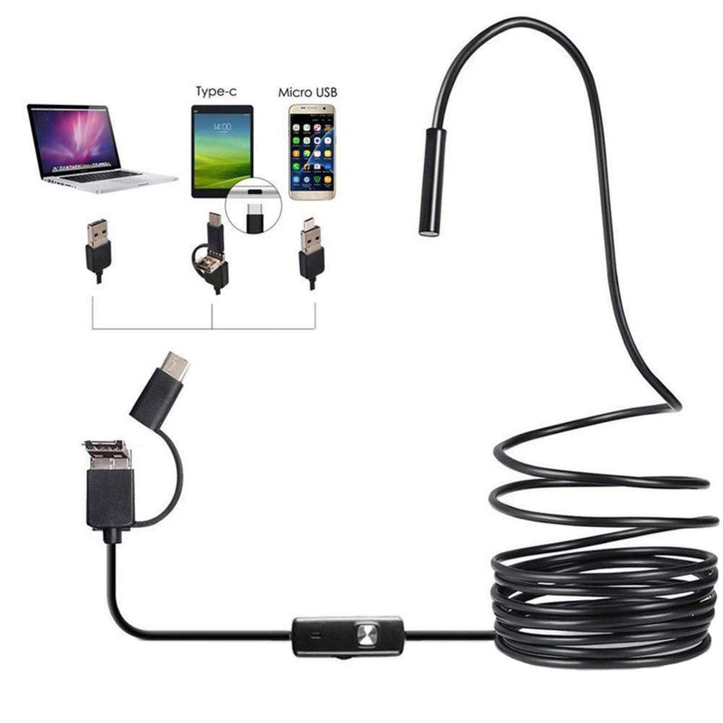 [Australia - AusPower] - 3 in 1 USB Endoscope, Waterproof Endoscope Industrial Borescope Black HD Camera 3 In1 Type-c USB Video, Compatible Phones/Tablets/Computers 3.5m 