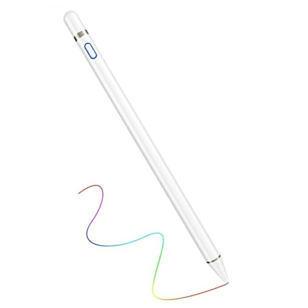 [Australia - AusPower] - Active Stylus Pens for Touch Screens,1.5mm Fine Point Rechargeable Digital Pencil Capacitive Pen Fine Point Stylist Pen Pencil Compatible with iPhone iPad and Other Tablets (White) White 