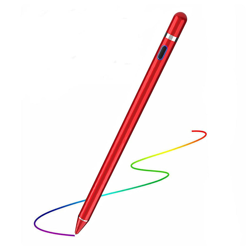 [Australia - AusPower] - Active Stylus Pens for Touch Screens,1.5mm Fine Point Rechargeable Digital Pencil Capacitive Pen Fine Point Stylist Pen Pencil Compatible with i-Phone i-Pad and Other Tablets (Red) 