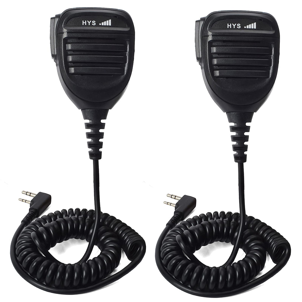 [Australia - AusPower] - HYS Handheld Shoulder Speaker Mic 2- Way Radio Mic with 70cm(2.3ft) to 2.5m(7.5ft) Reinforced Cable for BaoFeng UV-5R 3R+ UV82hp TYT/WouXun 2-Way Radio Accessories (Pack of 2) 