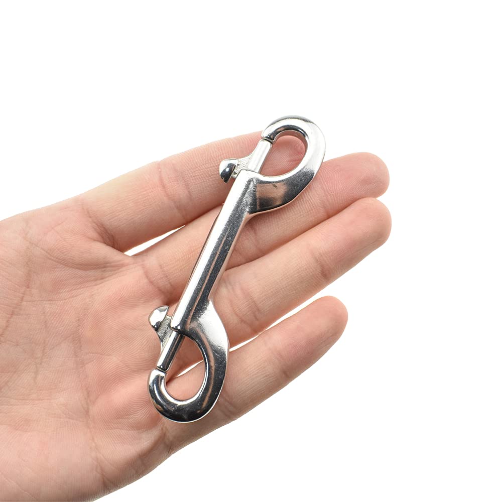 [Australia - AusPower] - Hahiyo Double Ended Bolt Snap Hooks 3.5inch Length Swivel Clasp Buckle Trigger Clip Spin Freely Secure Not Wiggle Loose Easy to Hook for Flagpole Rope Key Chain Dog Collar Silver Stainless Steel 1pcs Double Ended Bolt Snap-Silver-1Pack 1 