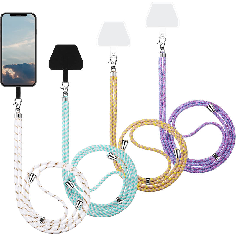 [Australia - AusPower] - 4 Pieces Universal Cell Phone Lanyards with Adjustable Detachable Nylon Neck Crossbody Lanyard and 4 Pieces Black and Transparent Pads for Most Smartphones (Light Color Series) Light Color Series 