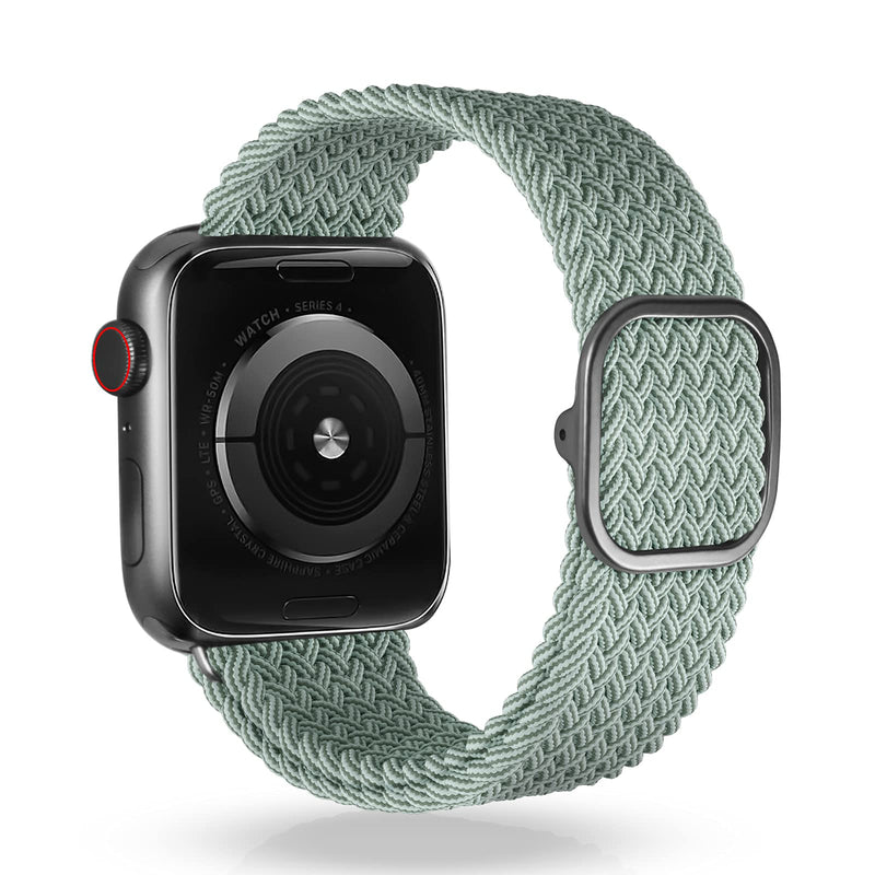 [Australia - AusPower] - VEESIMI Braided Elastic Watch Band Suit for Apple Watch Band 38mm 40mm 41mm 42mm 44mm 45mm, Stretchy Strap with Adjustable Buckle, Fit for iWatch Series 7/6/5/4/3/2/1 SE Women Men gifts Green Mix White 38mm/40mm/41mm 
